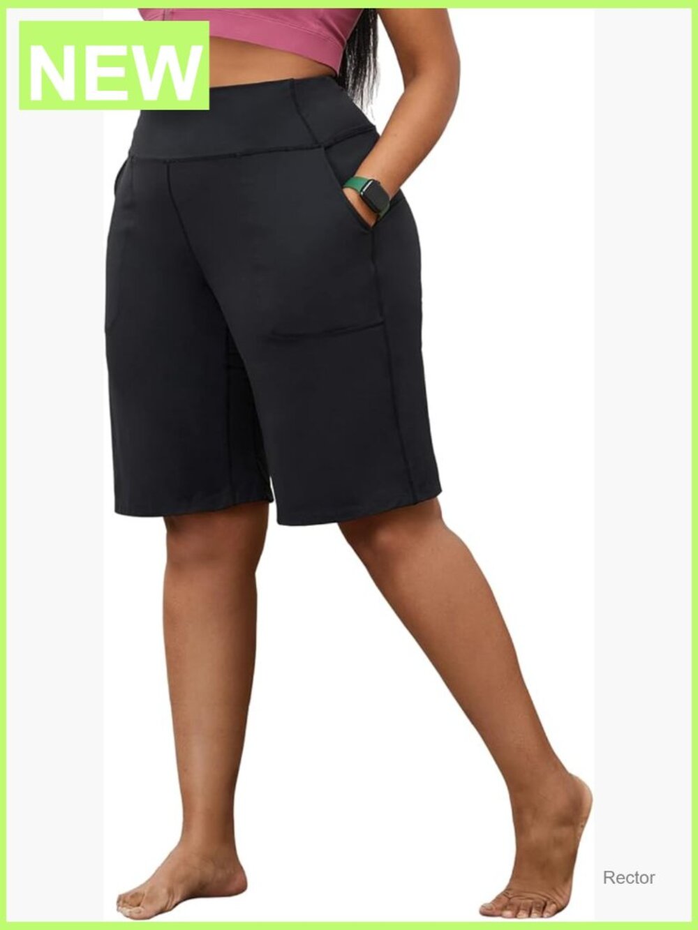 Plus Size High Rise Wide Leg Yoga Shorts Bermuda 2 Pockets
